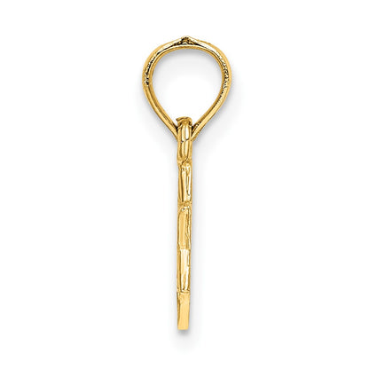 10K Yellow Gold 10K Mini Star Of David W/ Engraved Swirl Charm