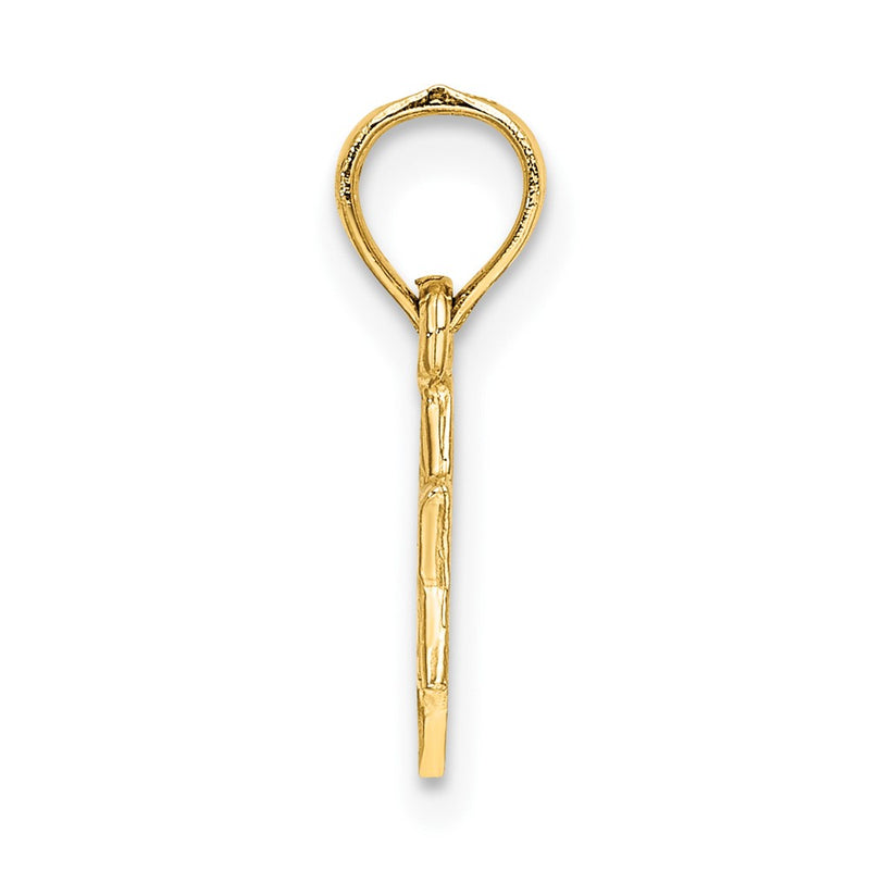 10K Yellow Gold 10K Mini Star Of David W/ Engraved Swirl Charm