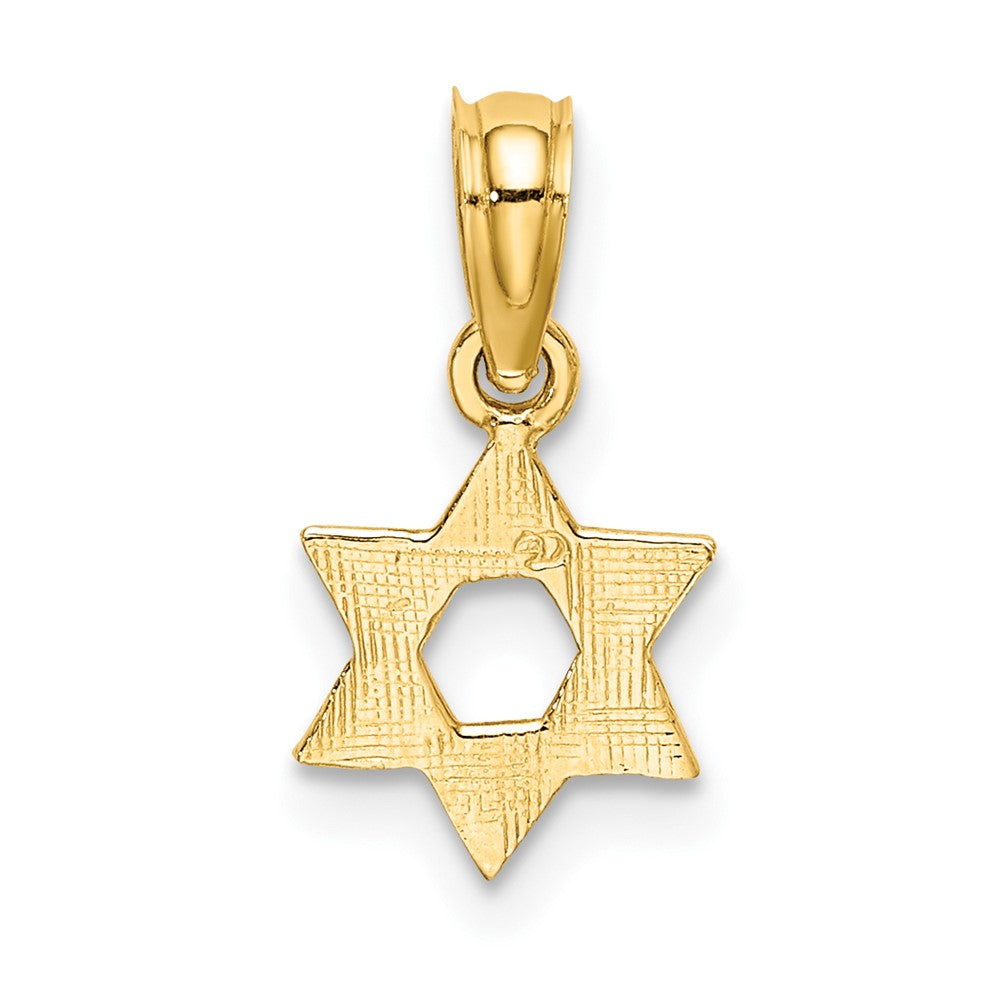 10K Yellow Gold 10K Mini Star Of David W/ Engraved Swirl Charm