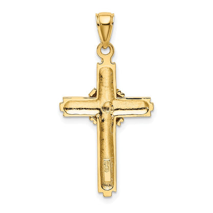 10K Yellow Gold 10K Beaded Center Design Cross Charm