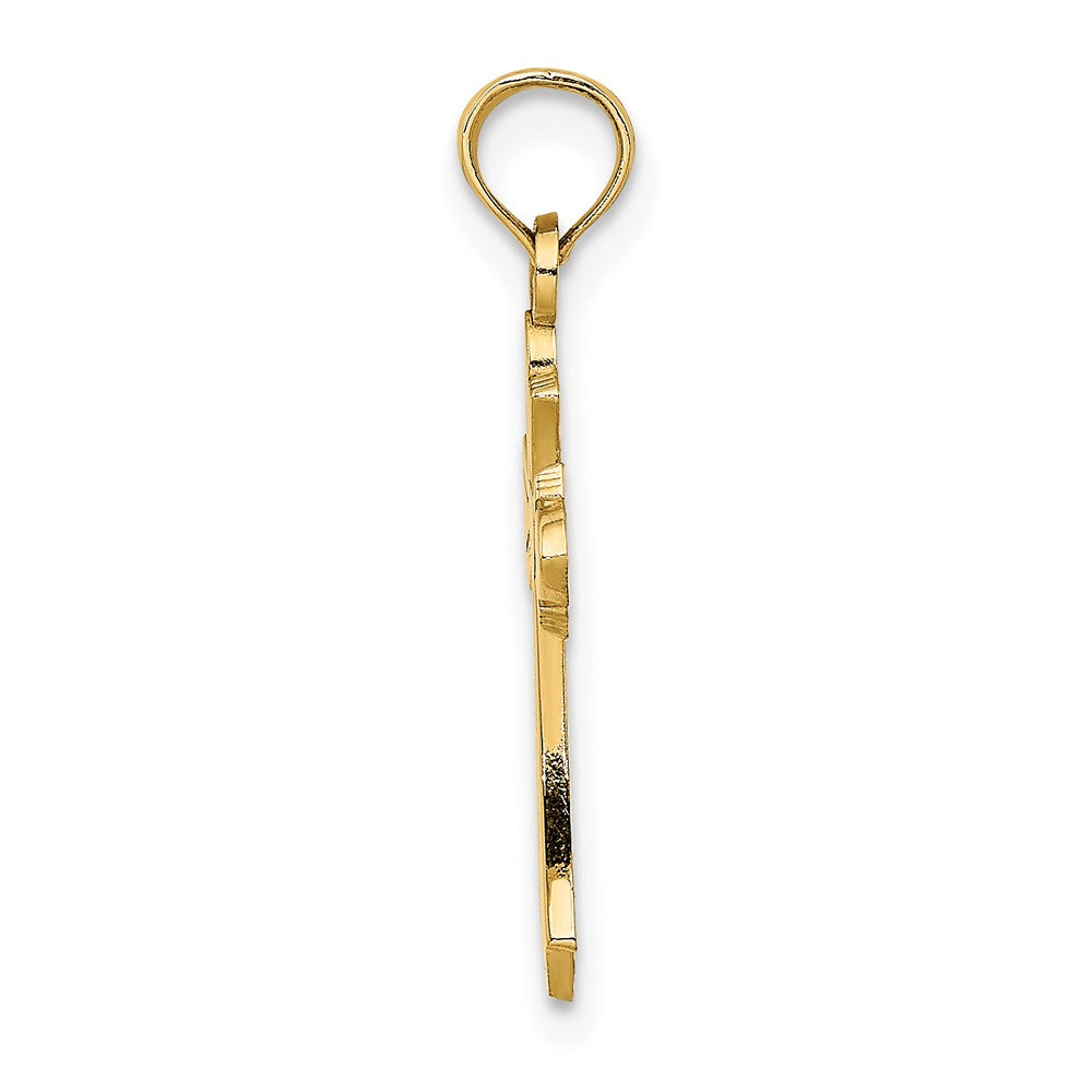 10K Yellow Gold 10K Polished Cross W/ Heart Charm
