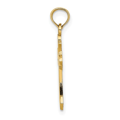 10K Yellow Gold 10K Polished Cross W/ Heart Charm