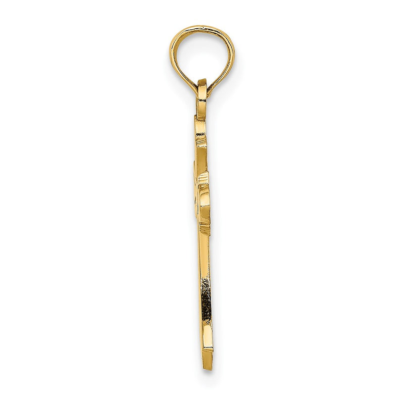 10K Yellow Gold 10K Polished Cross W/ Heart Charm