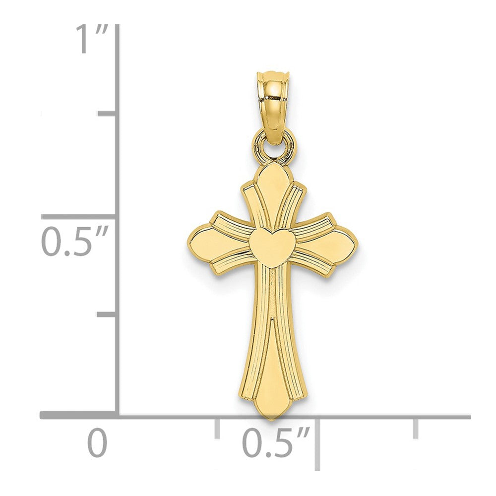 10K Yellow Gold 10K Polished Cross W/ Heart Charm