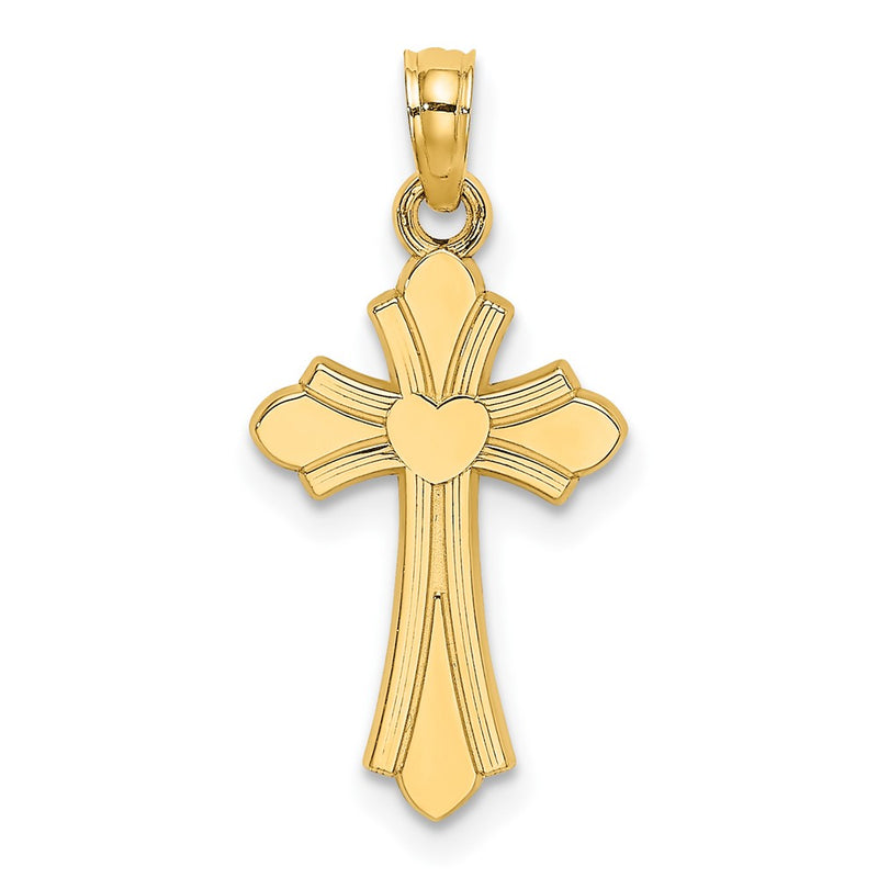 10K Yellow Gold 10K Polished Cross W/ Heart Charm