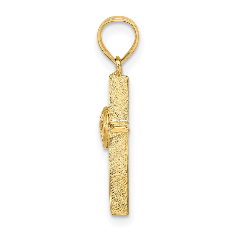 10K Yellow Gold 10K Polished Double Hearts On Stick Cross Charm