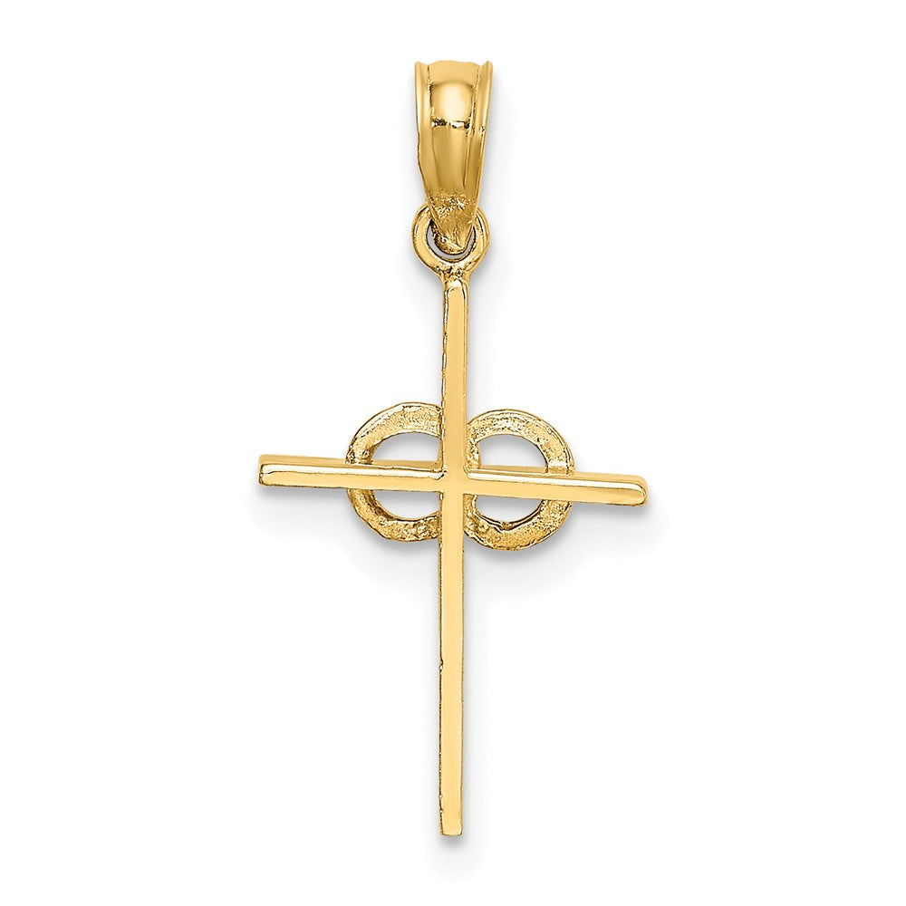 10K Yellow Gold 10K Polished Infinity Circles Cross Charm