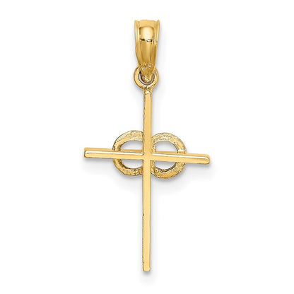 10K Yellow Gold 10K Polished Infinity Circles Cross Charm