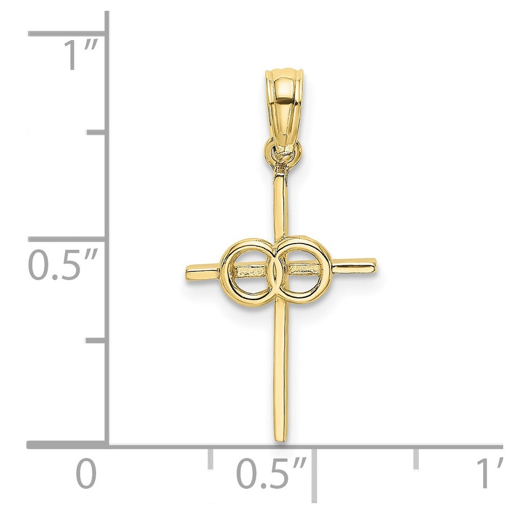 10K Yellow Gold 10K Polished Infinity Circles Cross Charm