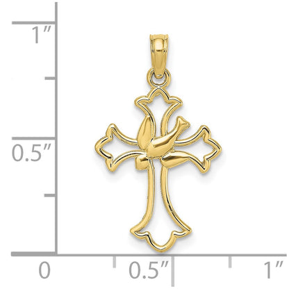10K Yellow Gold 10K Cut-Out Dove Center Cross Charm