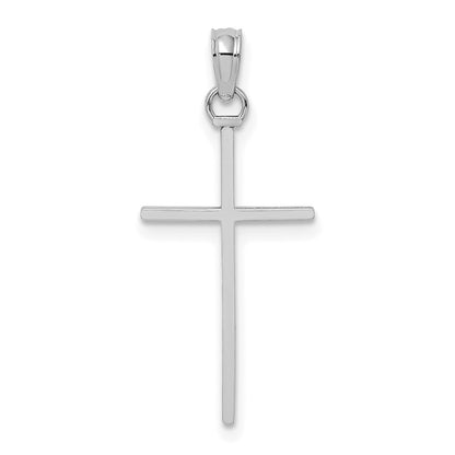10K White Gold 10K 3-D And Polished Stick Cross Charm