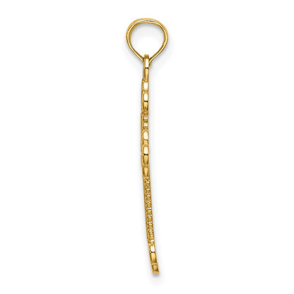 10K Yellow Gold 10K Textured And Cut-Out W/ Rope Frame Block Cross Charm