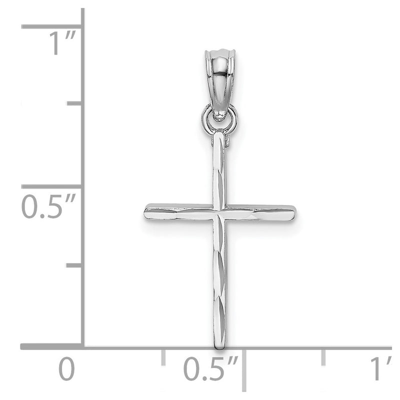 10K White Gold 10K D/C And Polished Cross Charm
