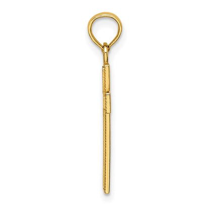 10K Yellow Gold 10K Polished Block Style Beaded Edge Cross Charm