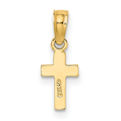 10K Yellow Gold 10K Polished And Engraved Mini Cross Charm