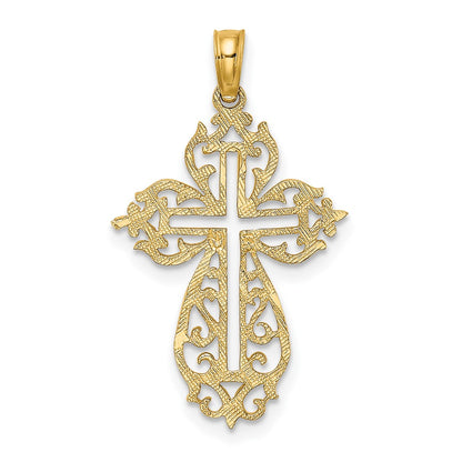 10K Yellow Gold 10K Cut-Out Scroll Framed Cross Charm