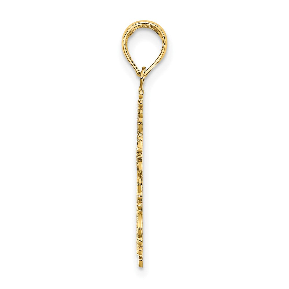 10K Yellow Gold 10K Textured W/ Lace Trim Cross Charm