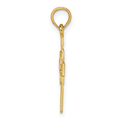 10K Yellow Gold 10K Dove In Cross Charm