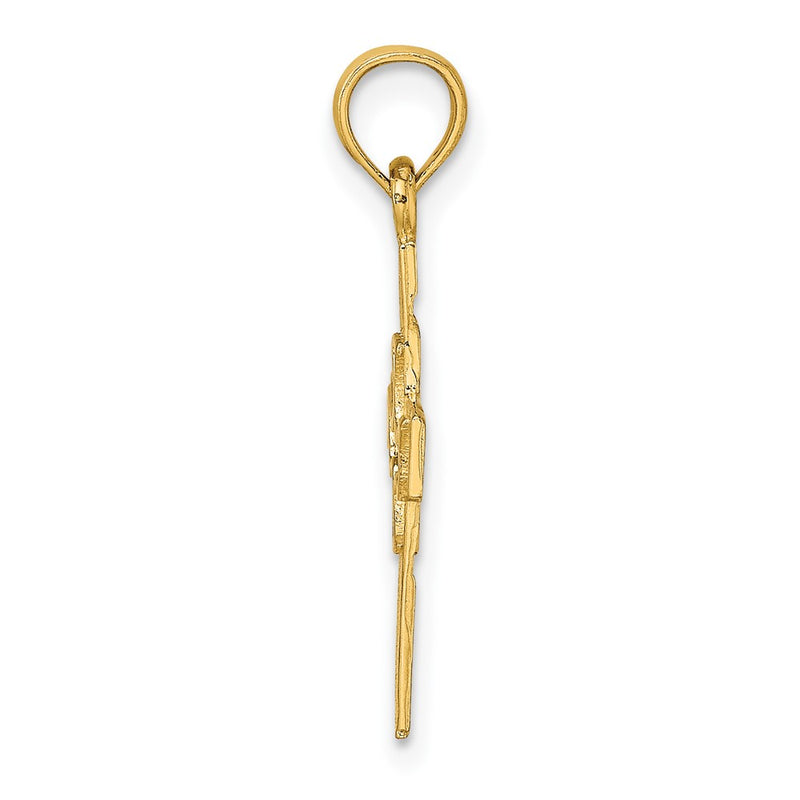 10K Yellow Gold 10K Dove In Cross Charm