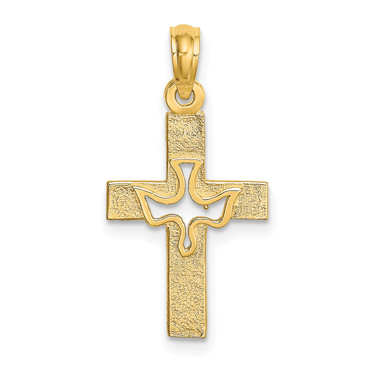 10K Yellow Gold 10K Dove In Cross Charm