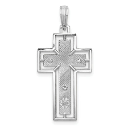 10K White Gold 10K Textured Crucifix W/ Frame Charm
