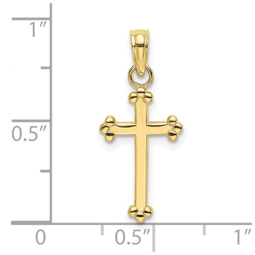 10K Yellow Gold 10K Polished Beaded Cross