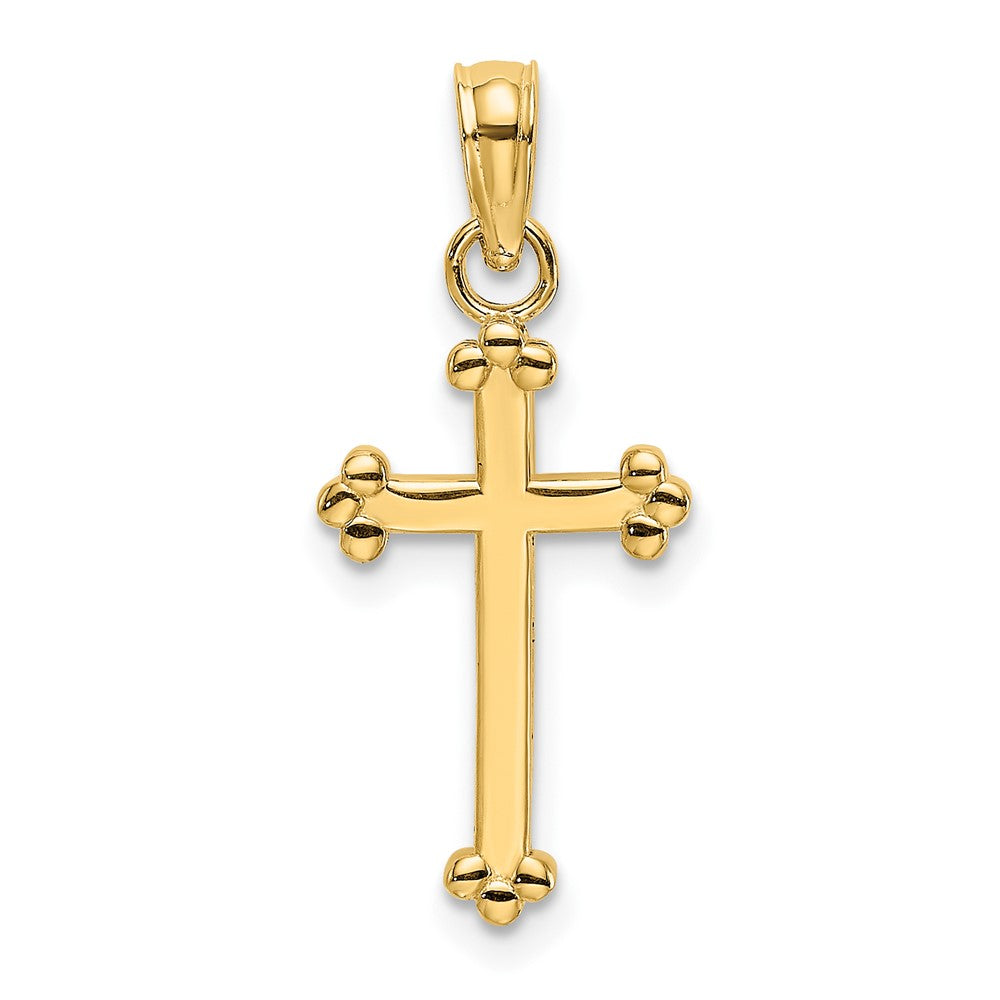 10K Yellow Gold 10K Polished Beaded Cross