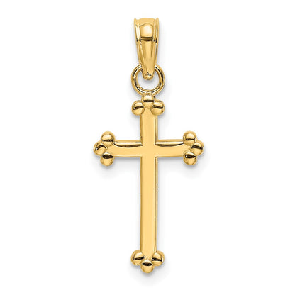 10K Yellow Gold 10K Polished Beaded Cross