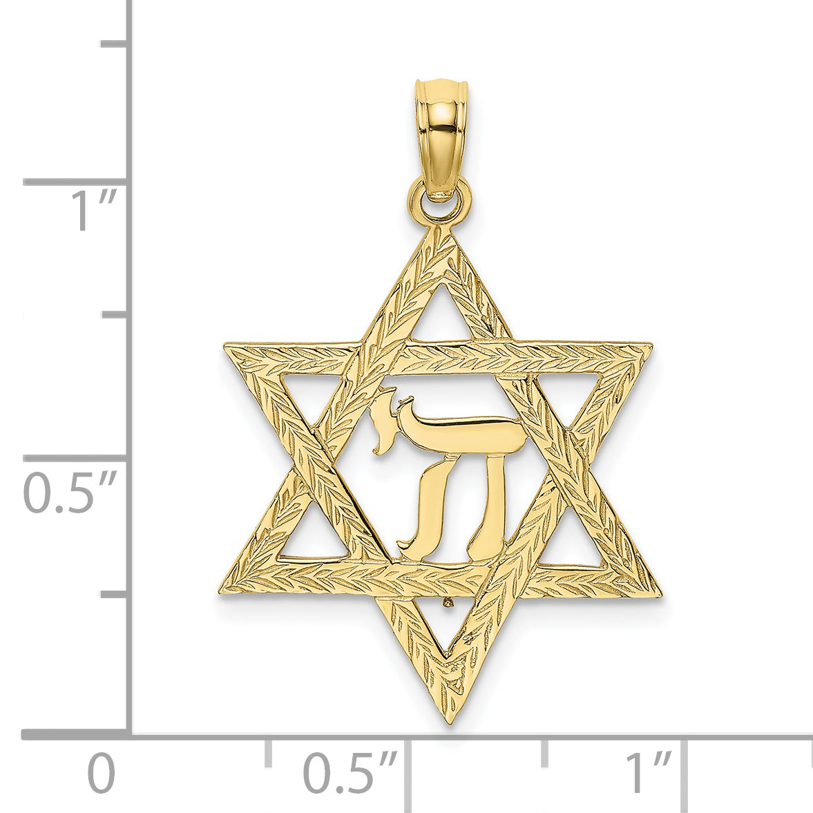 10K Yellow Gold 10K Star Of David W/ Chai Center Charm
