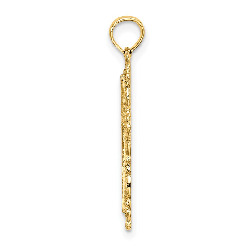10K Yellow Gold 10K Cross W/ Filigree Lace Trim Charm