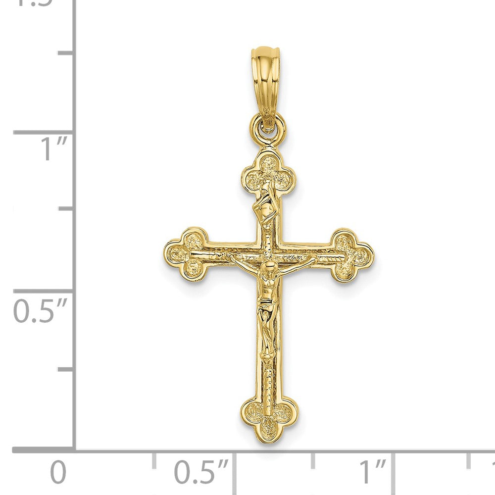 10K Yellow Gold 10K Narrow Budded Crucifix Charm
