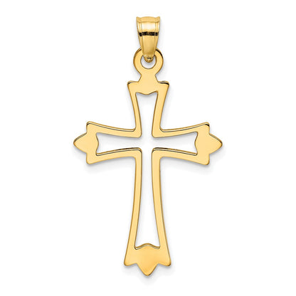 10K Yellow Gold 10K Polished And Cut-Out Cross Charm