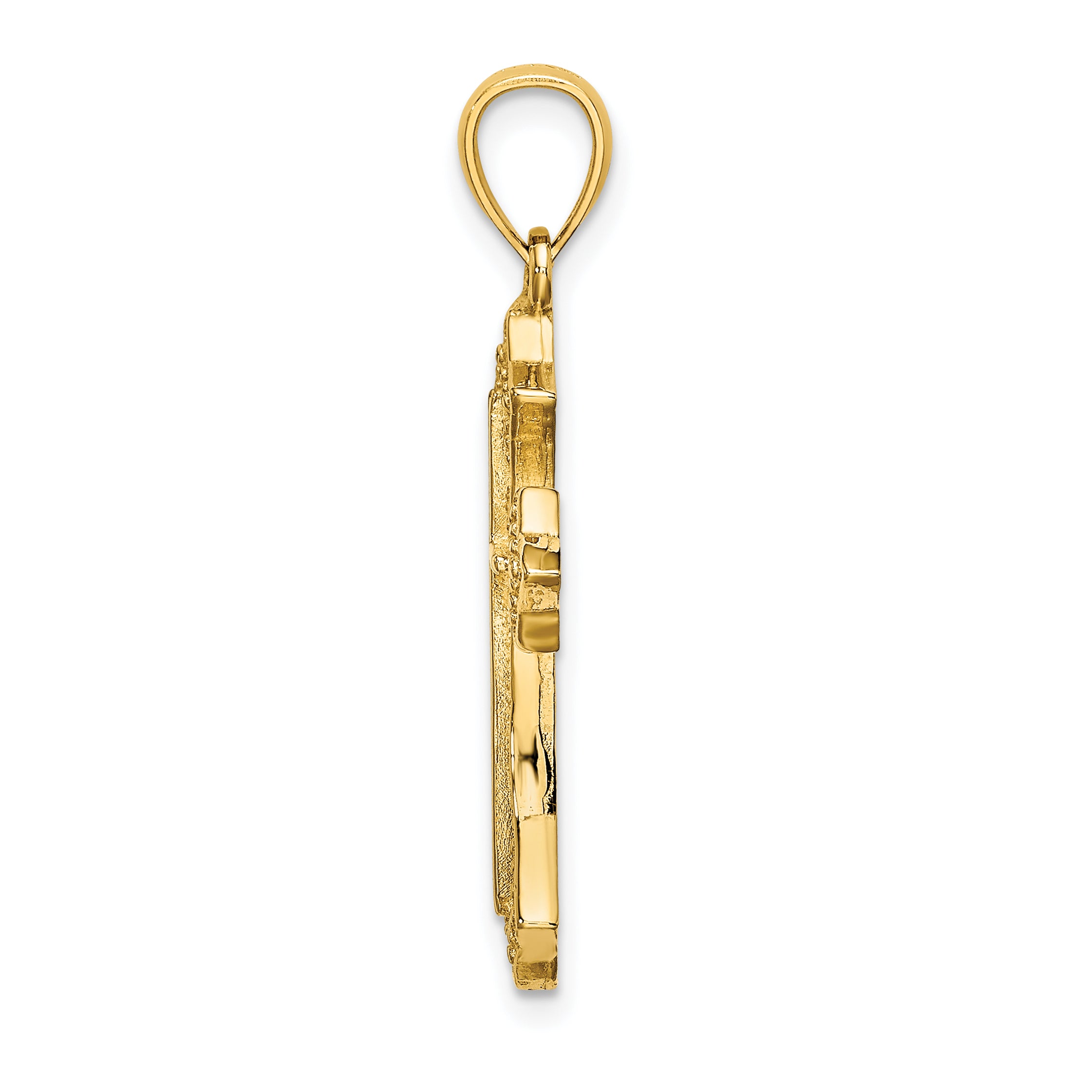 10K Yellow Gold 10K Beaded Cross Charm