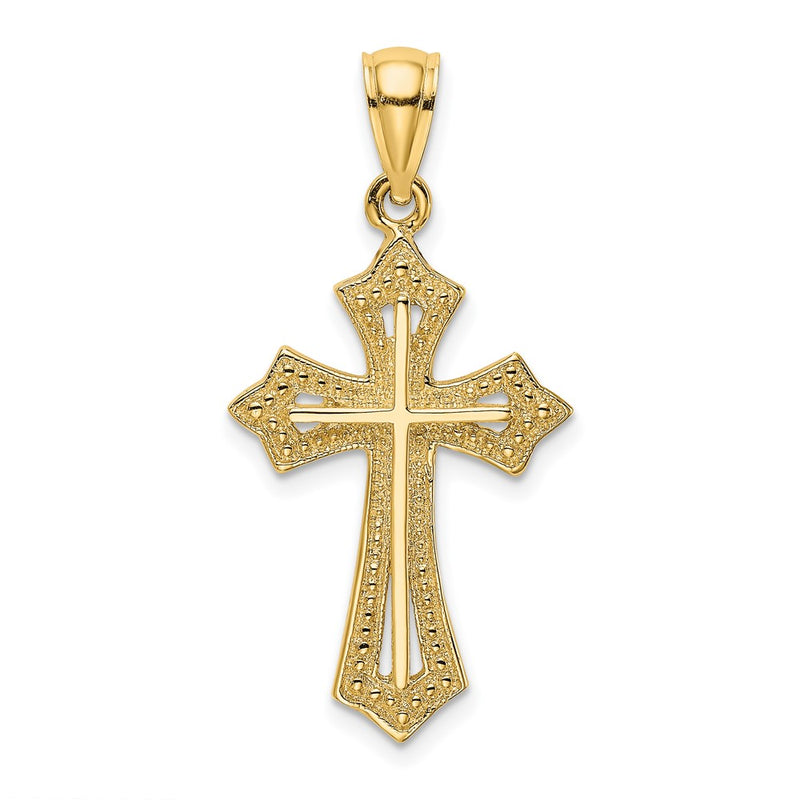10K Yellow Gold 10K Beaded Cross Charm