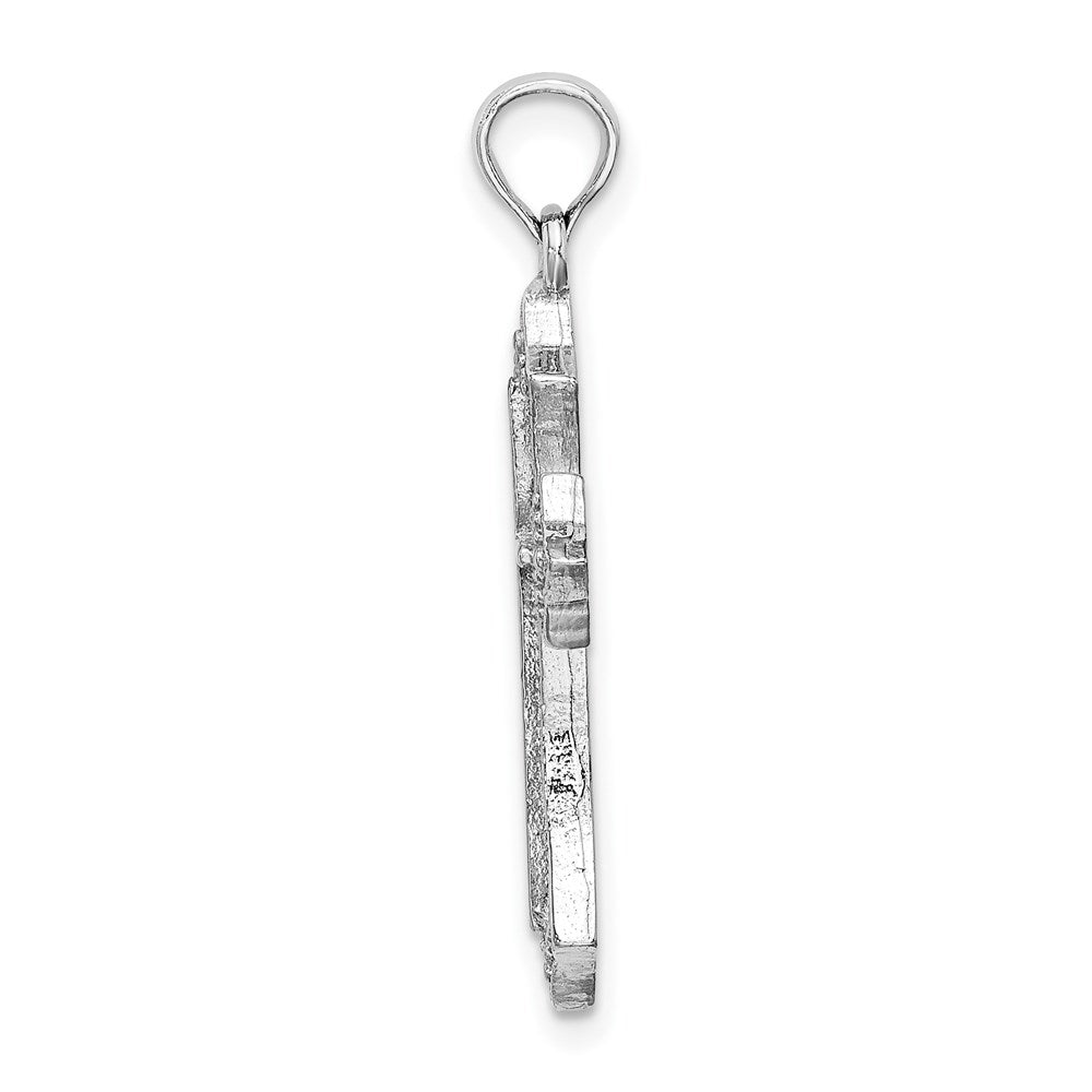 10K White Gold 10K Beaded Cross Charm