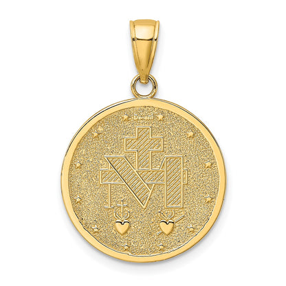 10K Yellow Gold 10K Polished And Satin Miraculous Medal Charm