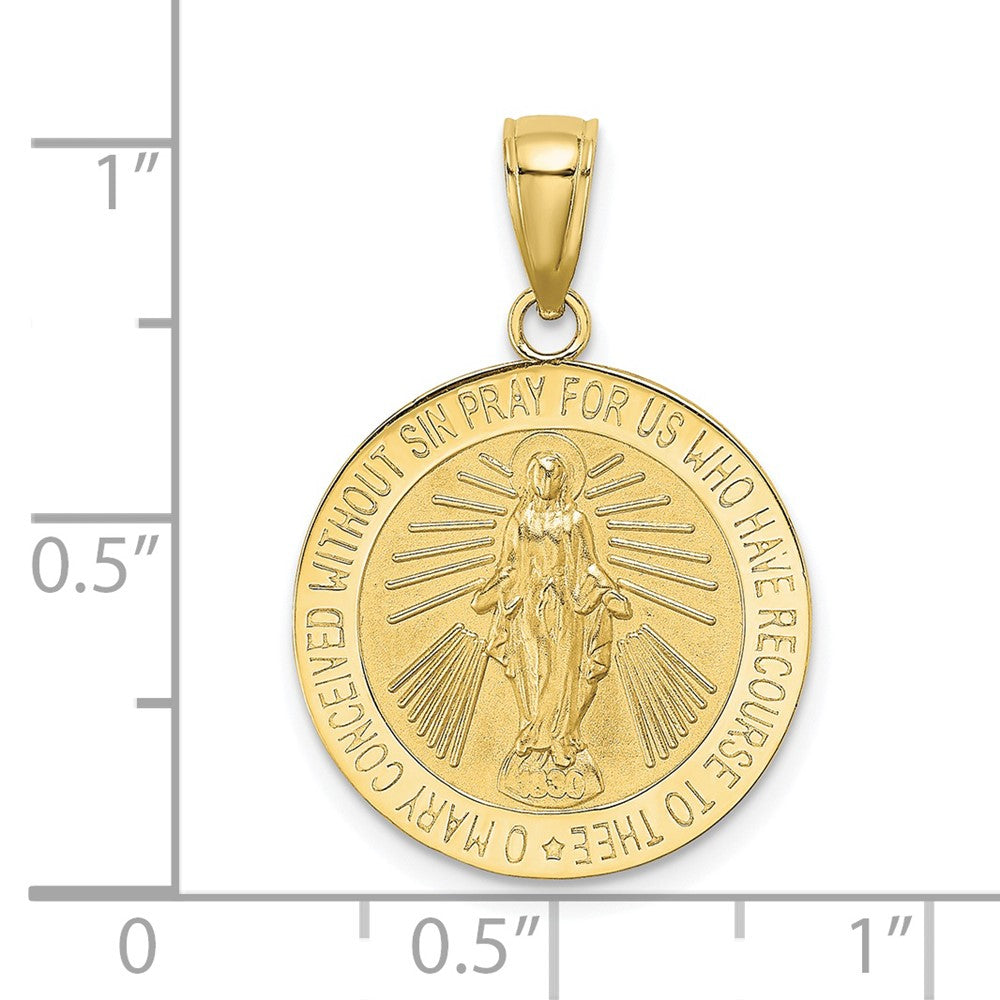10K Yellow Gold 10K Polished And Satin Miraculous Medal Charm