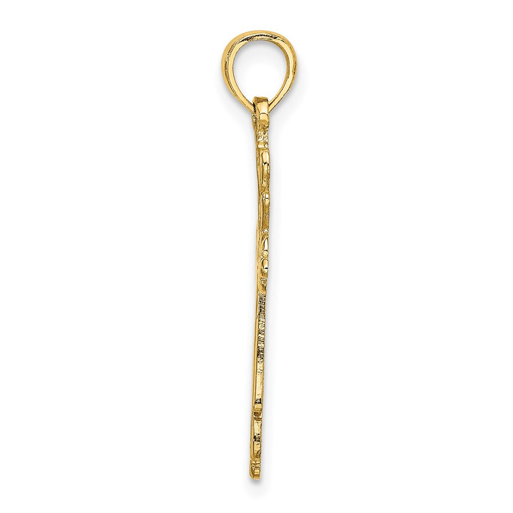 10K Yellow Gold 10K Cross Cut-Out W/ Heart Ends Charm