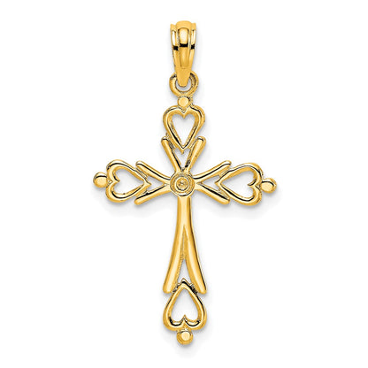 10K Yellow Gold 10K Cross Cut-Out W/ Heart Ends Charm