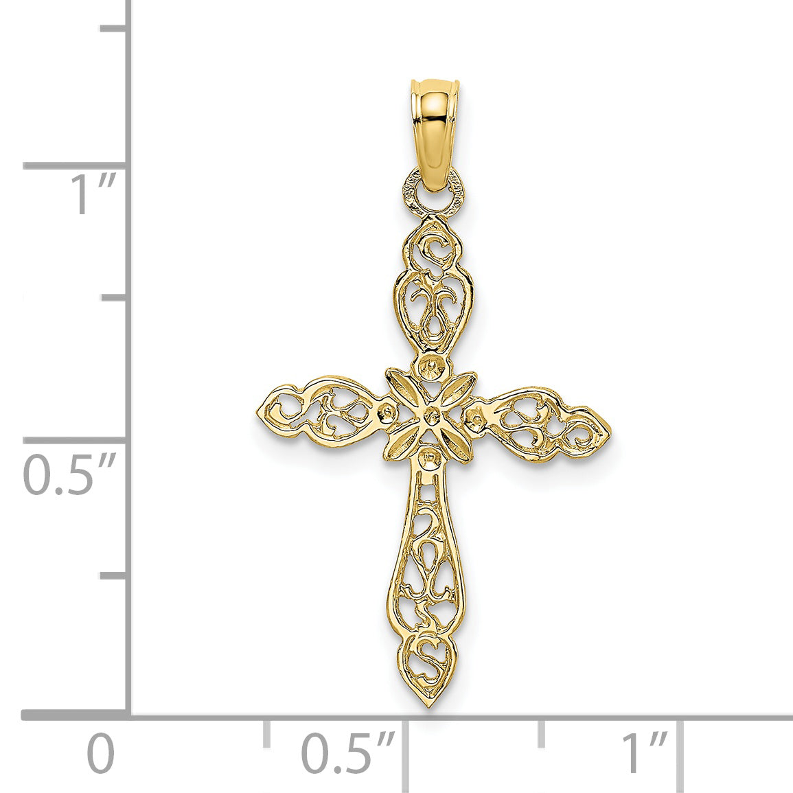 10K Yellow Gold 10K Polished Cut-Out Cross Charm