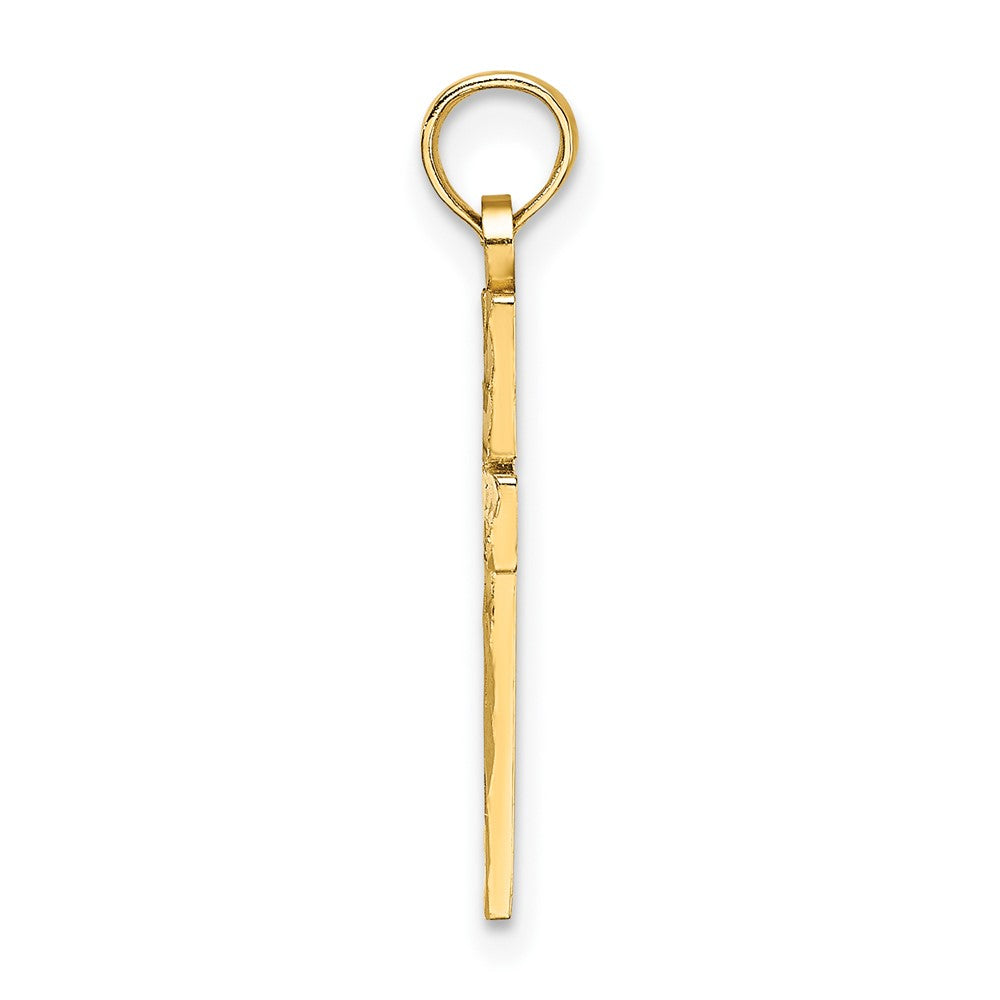 10K Yellow Gold 10K D/C Block Cross Charm