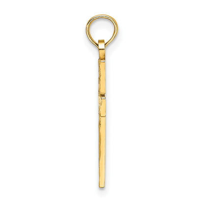 10K Yellow Gold 10K D/C Block Cross Charm