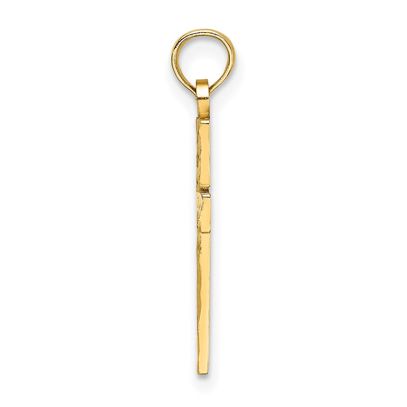 10K Yellow Gold 10K D/C Block Cross Charm