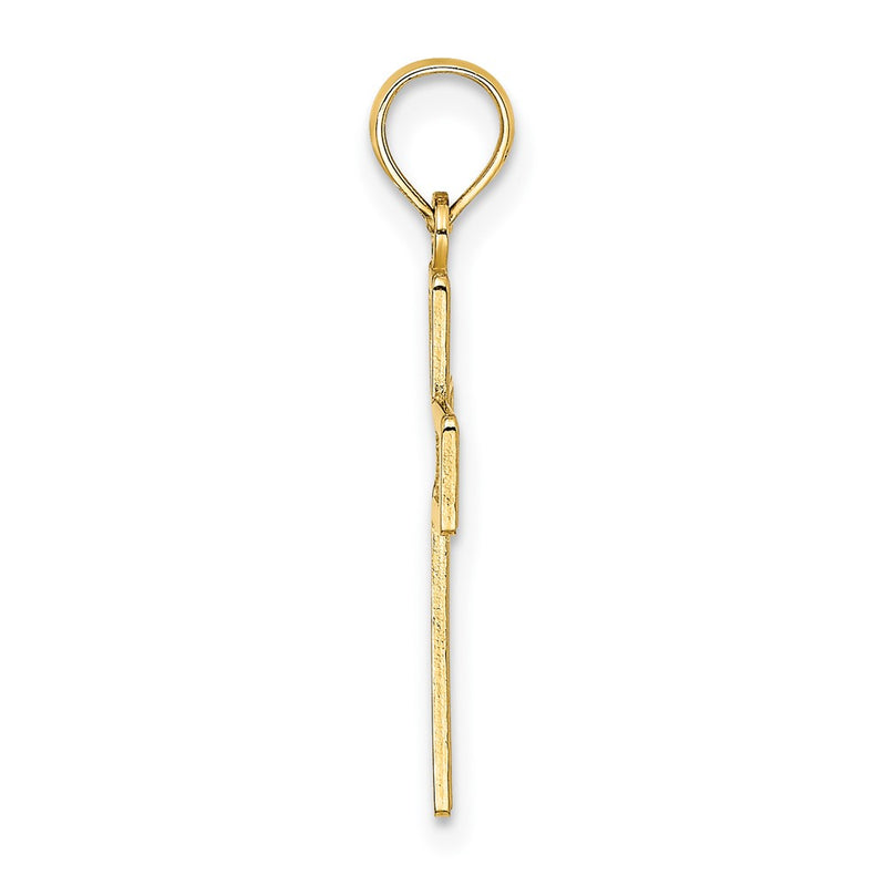 10K Yellow Gold 10K Textured Lace Center Cross Charm
