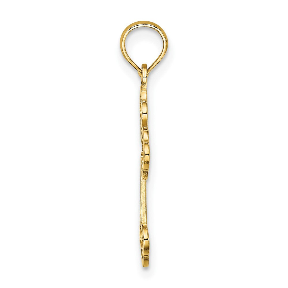 10K Yellow Gold 10K Lace Center Budded Cross Charm