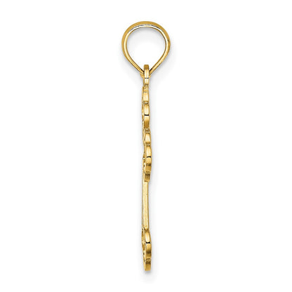 10K Yellow Gold 10K Lace Center Budded Cross Charm