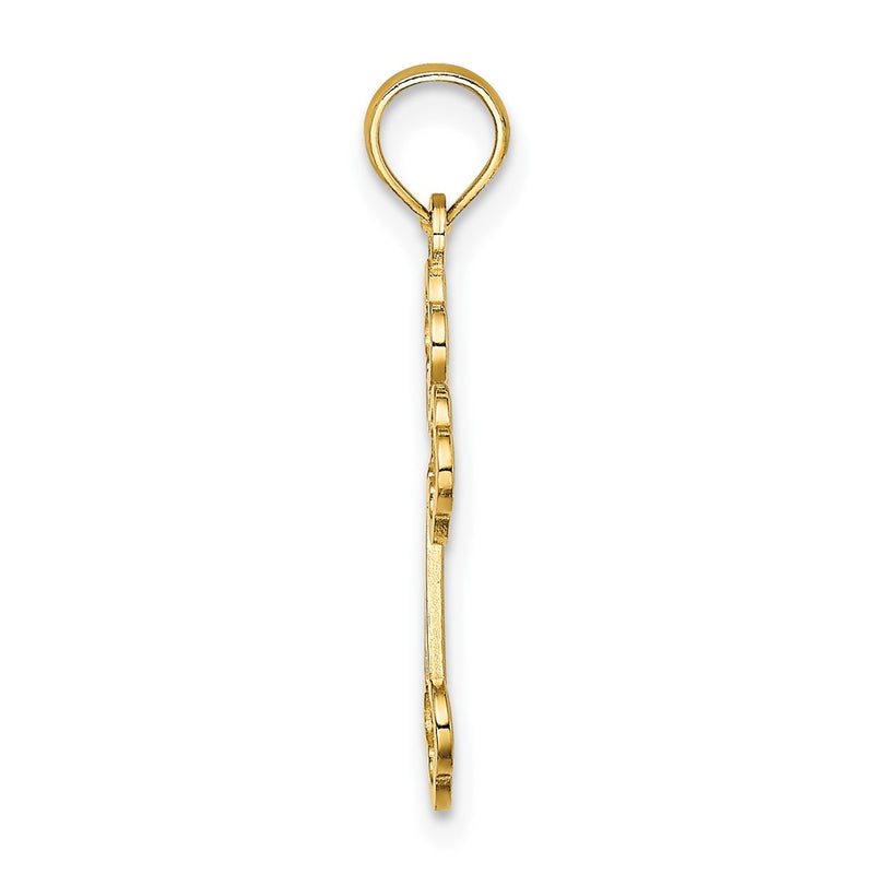 10K Yellow Gold 10K Lace Center Budded Cross Charm