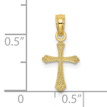 10K Yellow Gold 10K Textured Mini Cross Charm