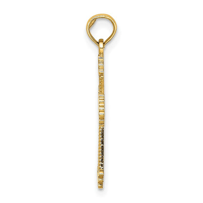 10K Yellow Gold 10K Cut-Out Stripes Cross W/ Heart Charm