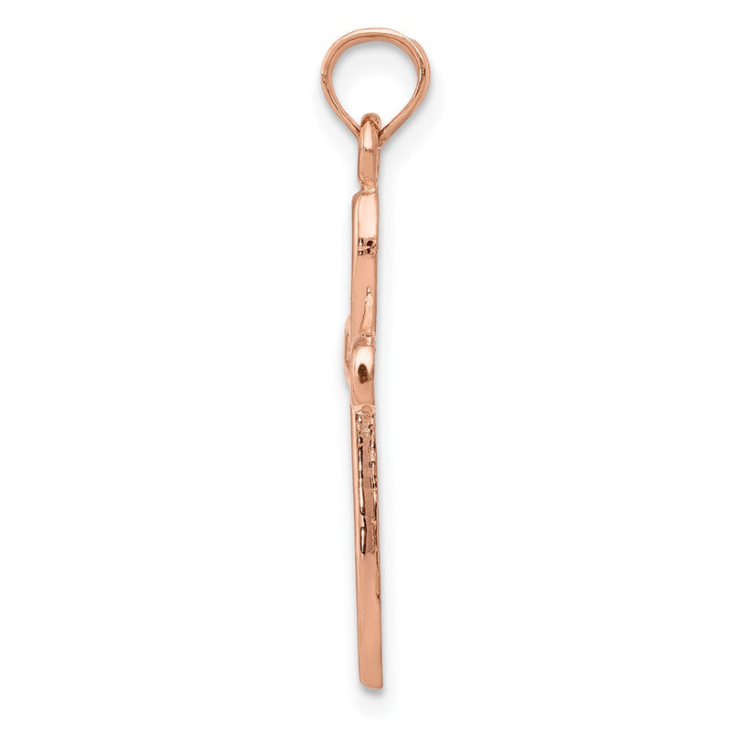 10K Rose Gold 10K W/ White Rhodium Filigree Center Border Cross